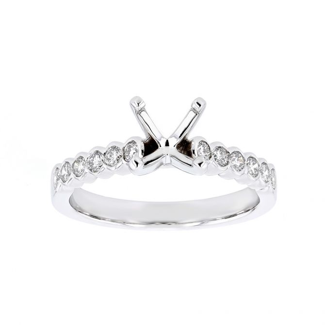 White Gold Diamond Bezel Set Ring Setting