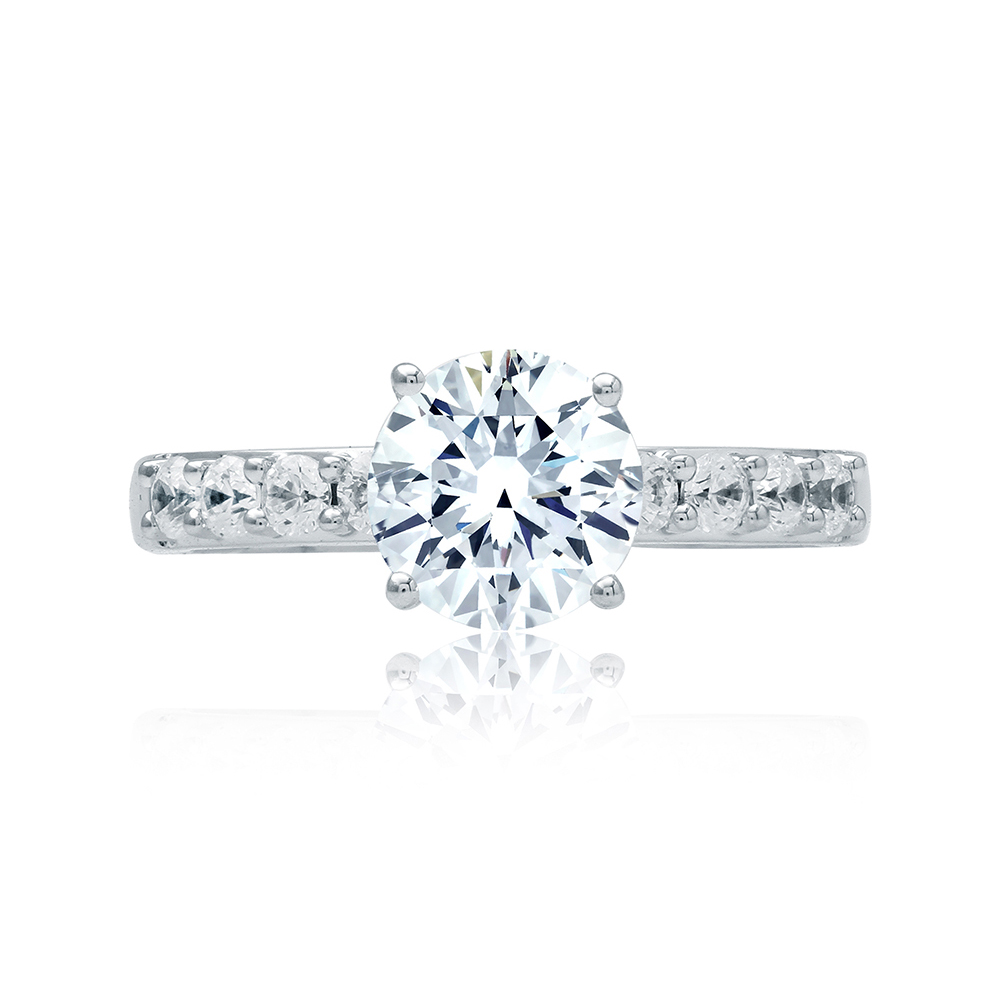 A. Jaffe 18K White Gold Ring Setting with Shared Prong Diamond Shank ...