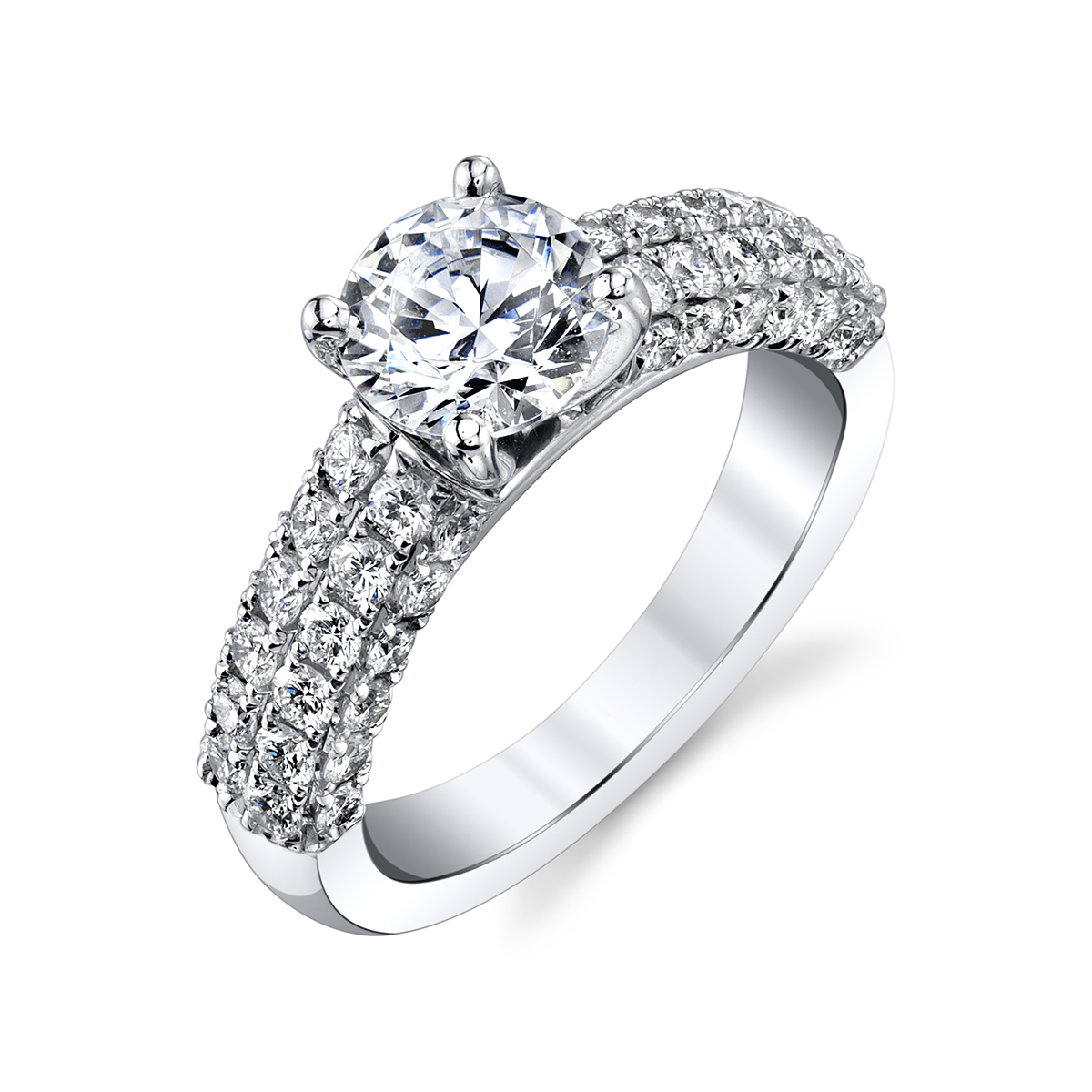 14k White Gold Diamond 4 Row Ring Mounting Borsheims