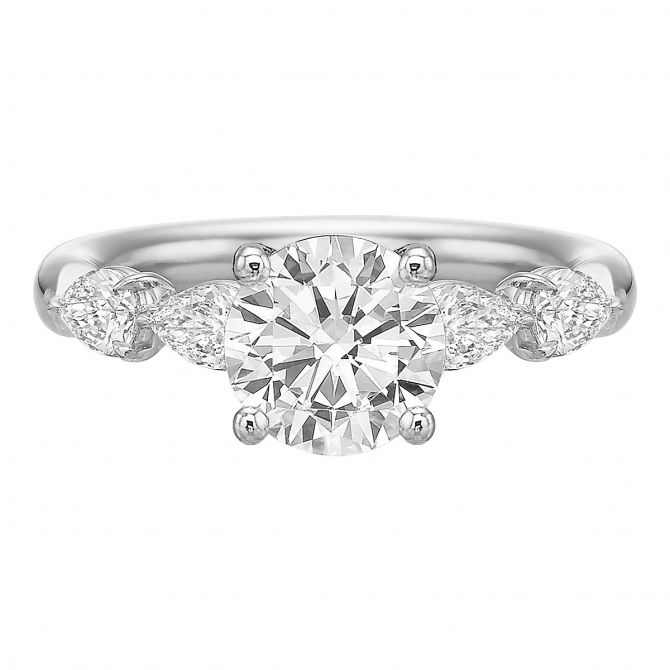 Pear Shaped Diamond Side Set Ring Setting in White Gold