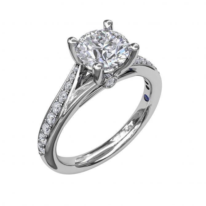 Half Diamond Split Shank Ring Setting in White Gold