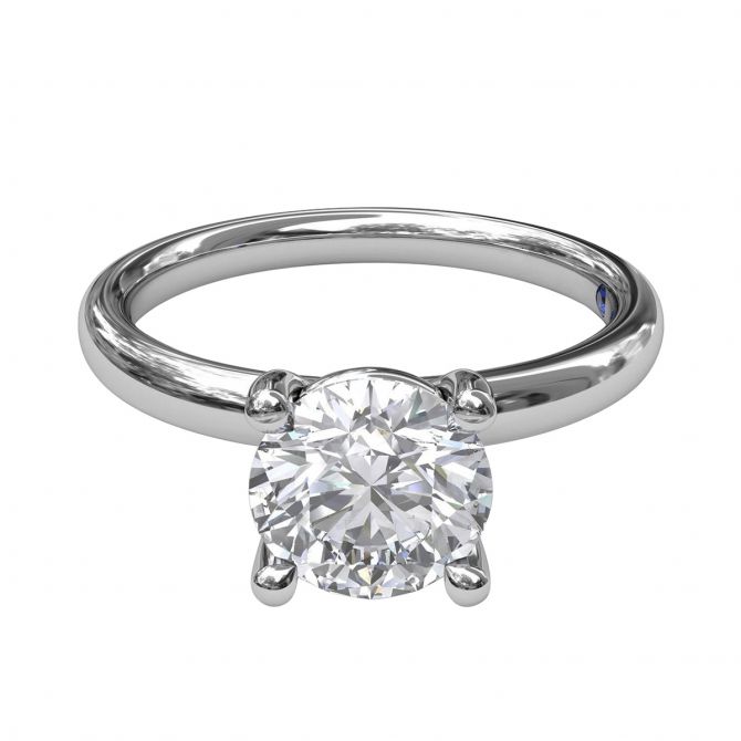 White Gold Solitaire 4 Prong Ring Setting with Diamond Gallery, 2 ct Head