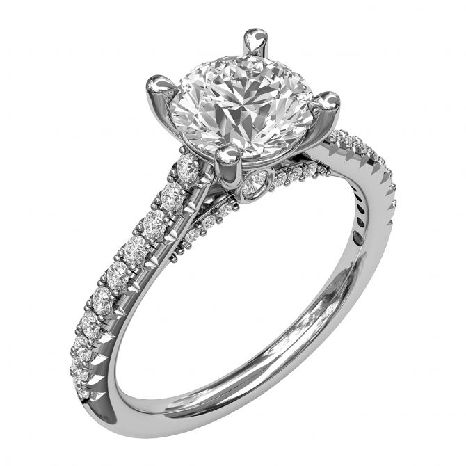 Diamond Shank & Gallery Ring Setting in White Gold