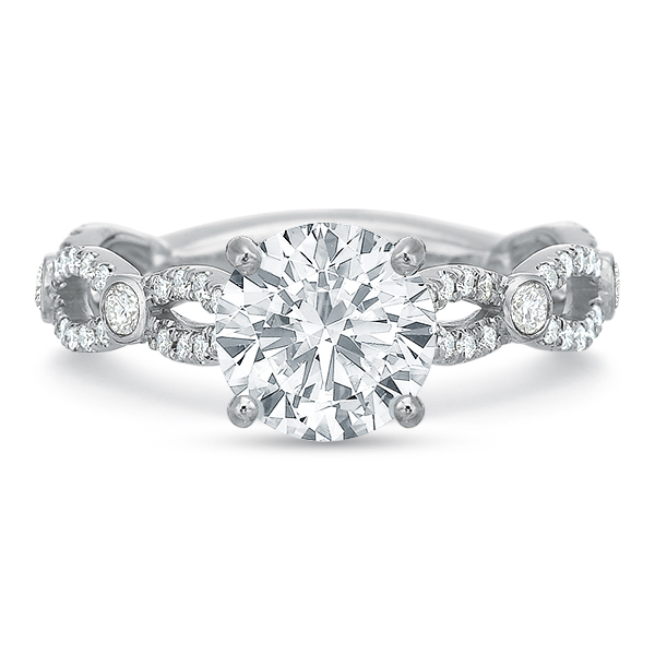 Diamond 2 Row Criss Cross Engagement Ring Setting in White Gold