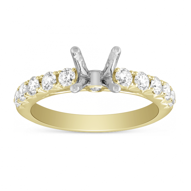 Yellow Gold Prong Set Diamond Cathedral Ring Setting