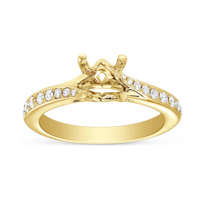 Yellow Gold Prong Set Diamond Bypass Ring Setting