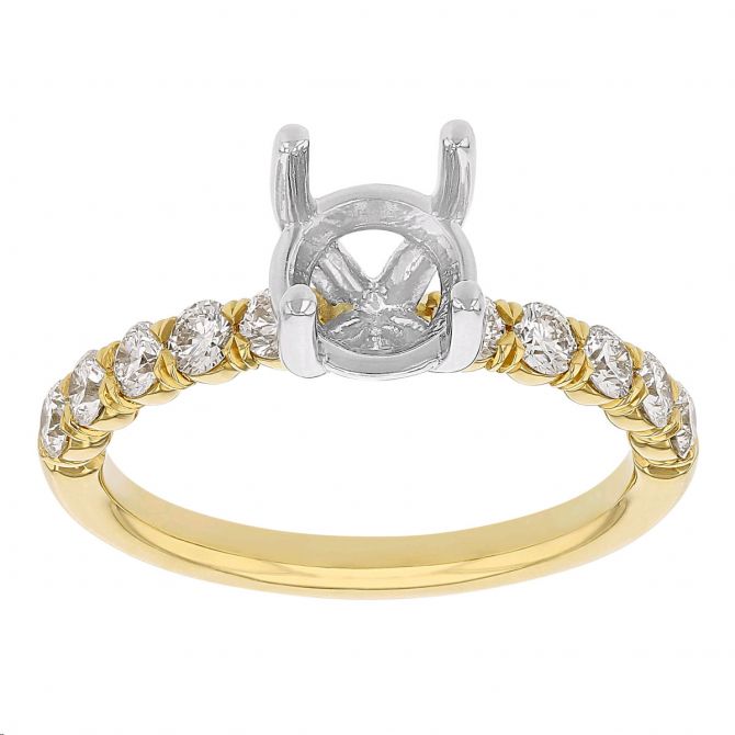 Diamond Half Shank Ring Setting in Yellow Gold