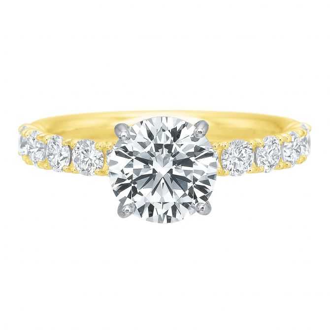 Diamond Half Shank Ring Setting in Yellow Gold, .65 cttw