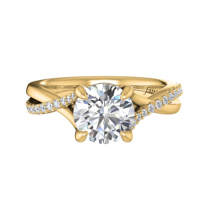 Yellow Gold Diamond Crossover Shank Ring Setting