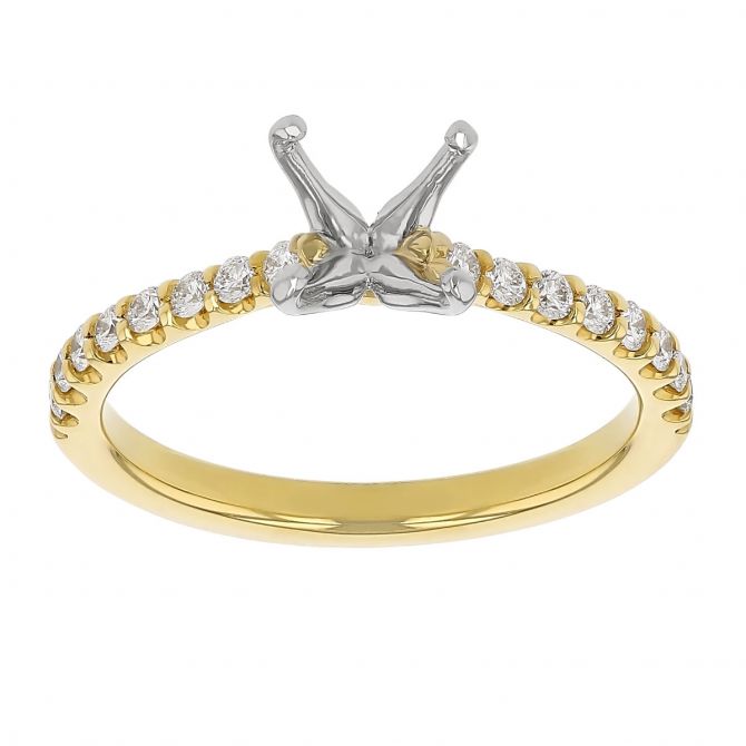 Diamond Pavé Ring Setting in Yellow Gold