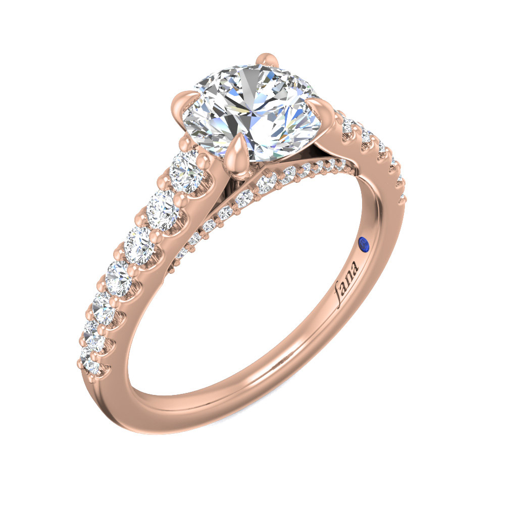 14k Rose Gold Diamond Bold Pavé And Gallery Ring Setting 