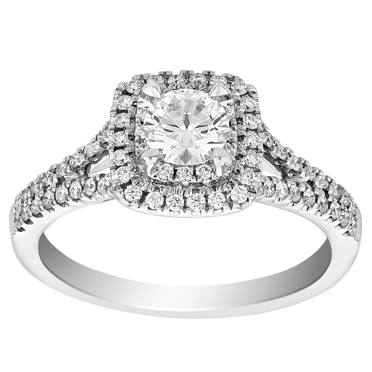 Lab Grown Diamond Engagement Ring with Double Cushion Halo & Split ...