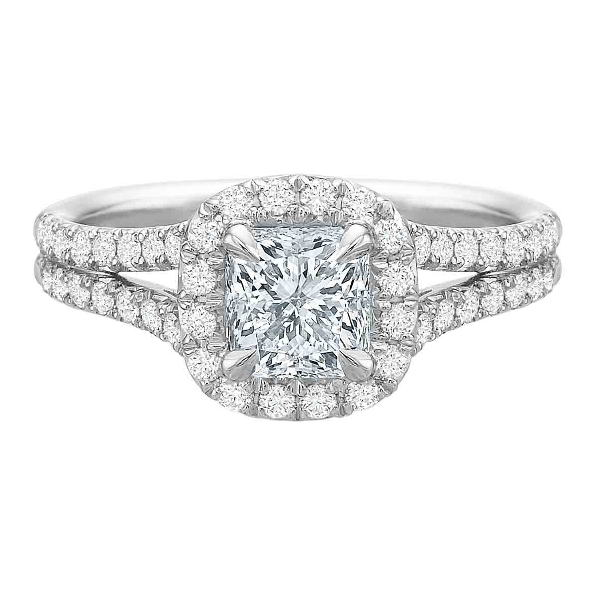 Borsheims Signature Square Diamond Engagement Ring with Halo & Split ...