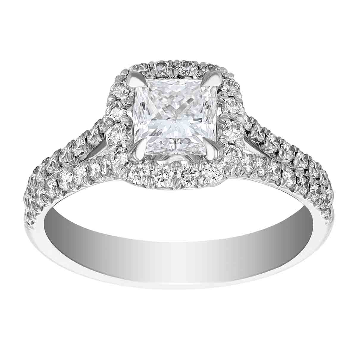 Borsheims Signature Square Halo & Split Shank Engagement Ring in White ...