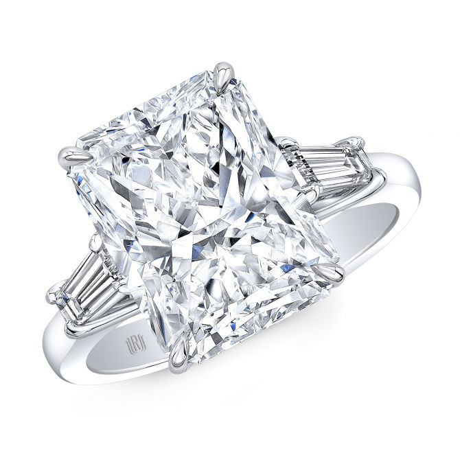 Rahaminov Radiant Cut Diamond 3 Stone Engagement Ring in Platinum