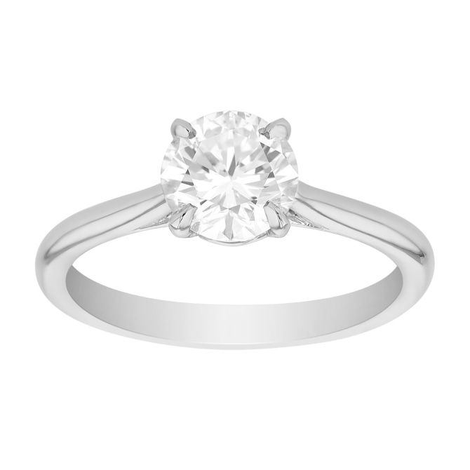 Round Diamond Solitaire Engagement Ring in 18K White Gold, 1.03 carat