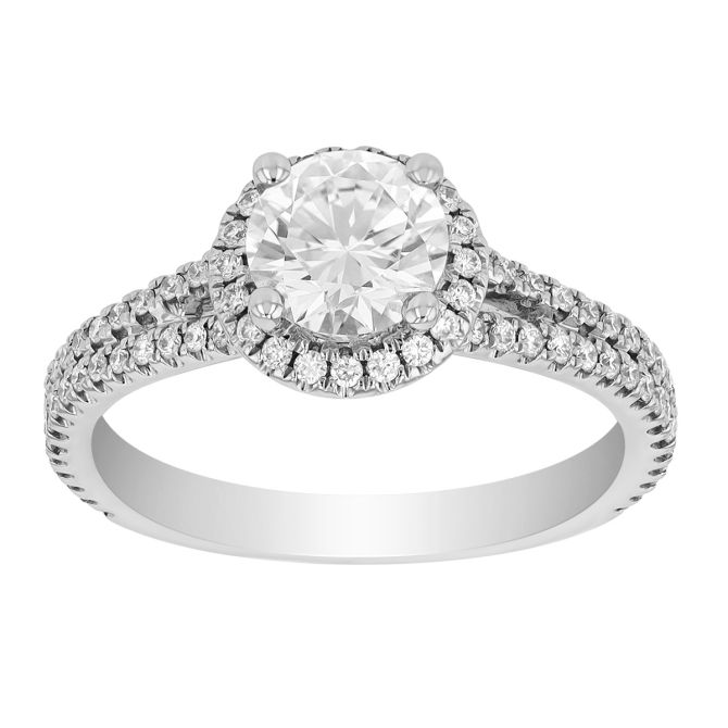 ALTR Lab Grown Round Diamond Halo & Split Shank Engagement Ring in 14K White Gold