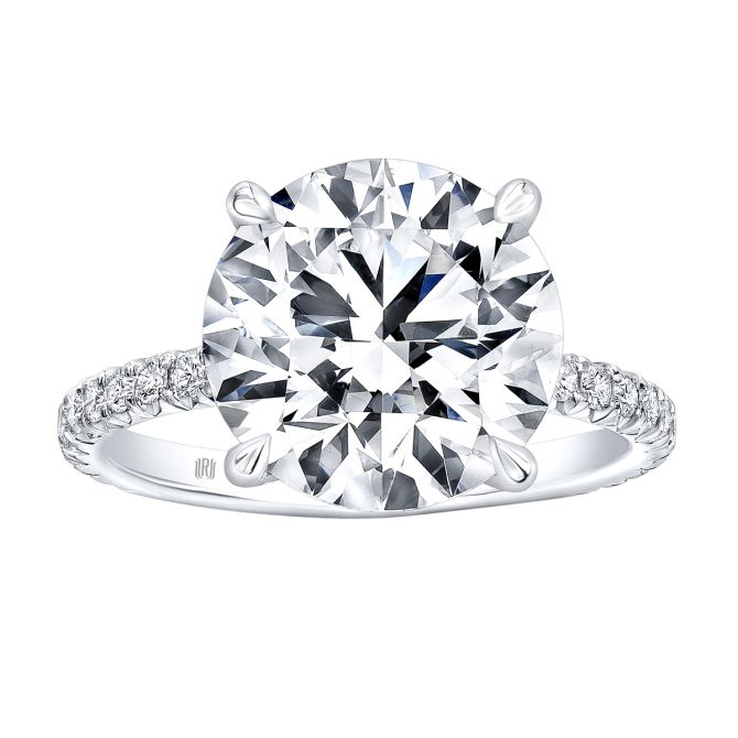 Rahaminov Round Diamond & Side Stone Engagement Ring in Platinum