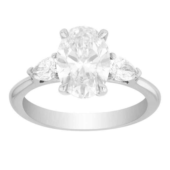 ALTR Lab Grown Oval & Pear Diamond 3 Stone Engagement Ring in 14K White Gold