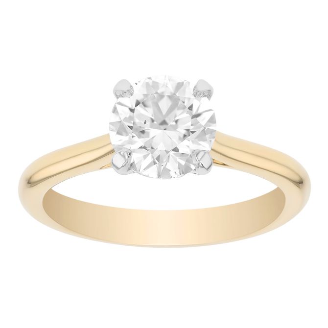 Round Diamond Solitaire Engagement Ring in 14K Yellow Gold, 1.50 ct