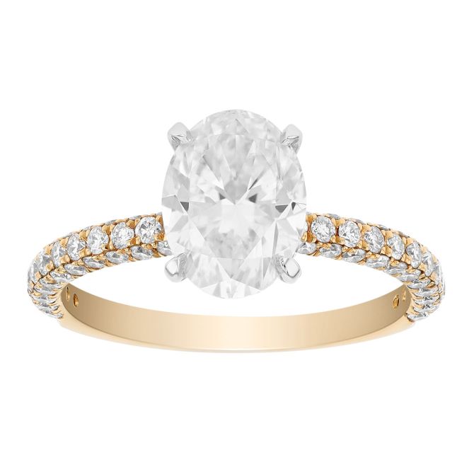 Oval Diamond Engagement Ring with Pave Shank in 14K Yellow Gold