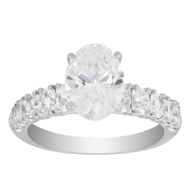 ALTR Lab Grown Oval & Radiant Diamond Side Stone Engagement Ring in White Gold