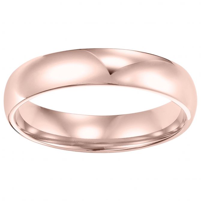 Rose Gold Comfort Fit Low Dome 5 mm Wedding Band, Size 11