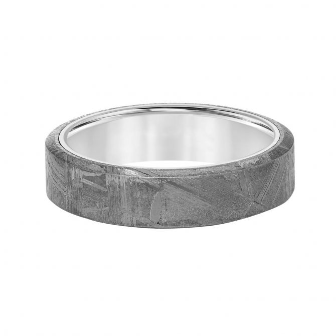 Meteorite & Tungsten Interior 6 mm Wedding Band, Size 10