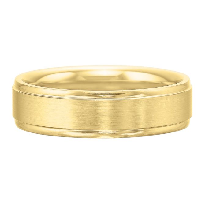 Yellow Gold Step Edge Brushed 6 mm Band, Size 10