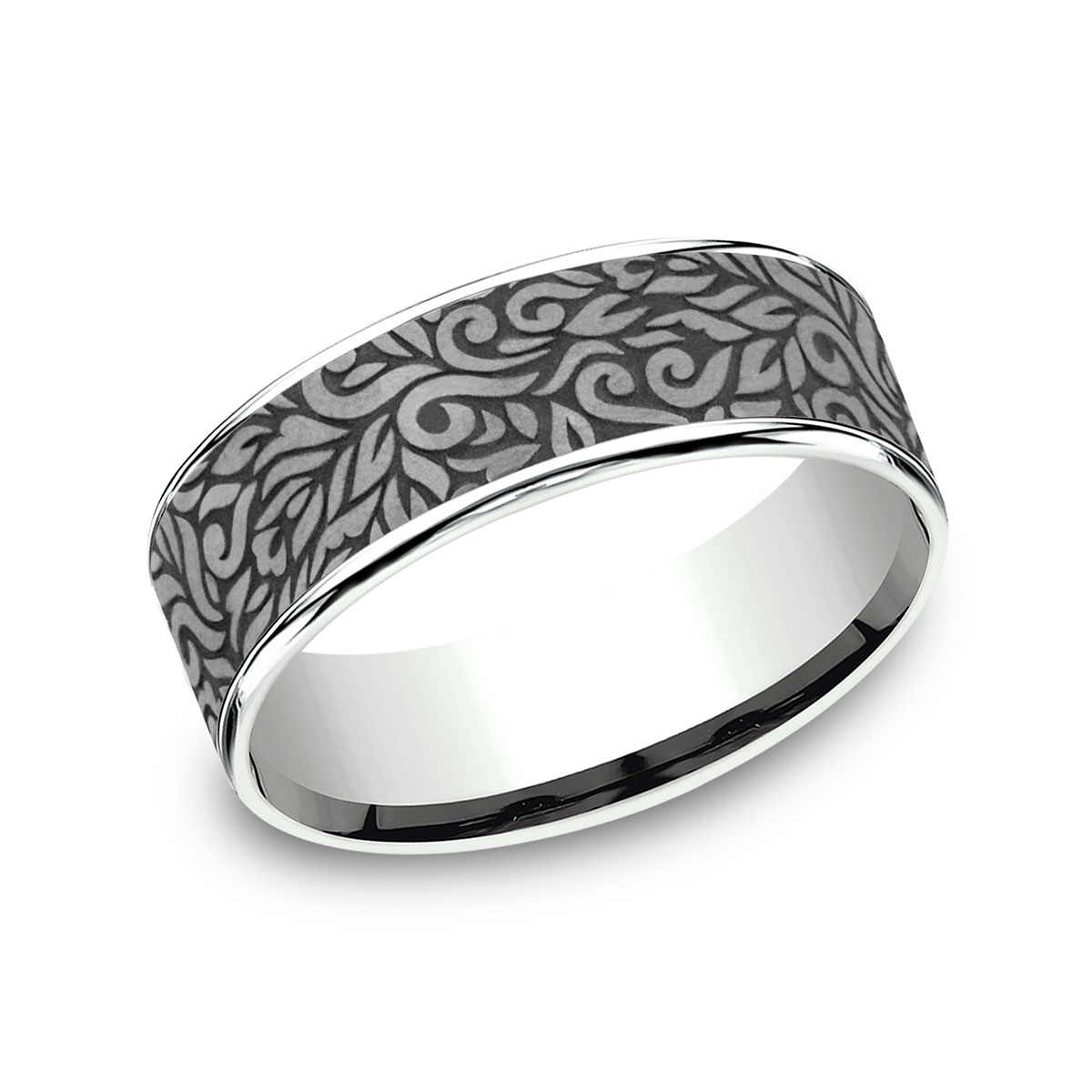 Men's Unique Wedding Band with Engraved Geometric Pattern