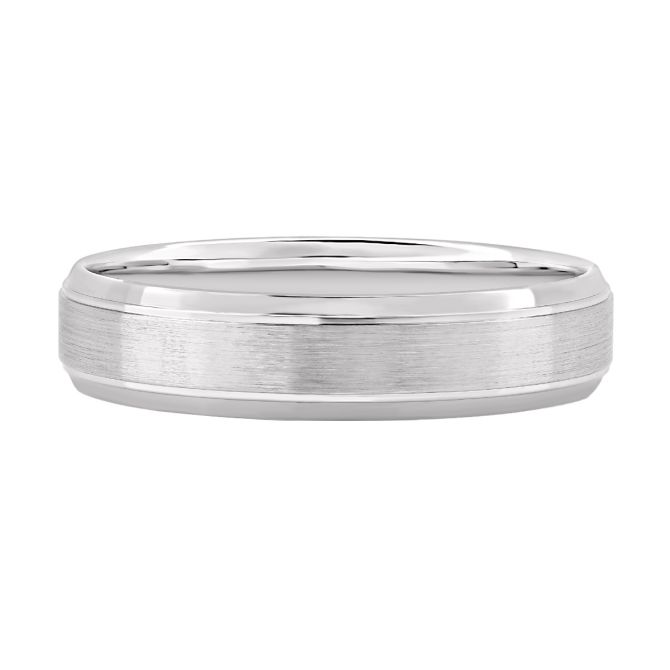 A. Jaffe Domed Brushed Matte 14K White Gold Wedding Band With Polished Edges, Size 10.5