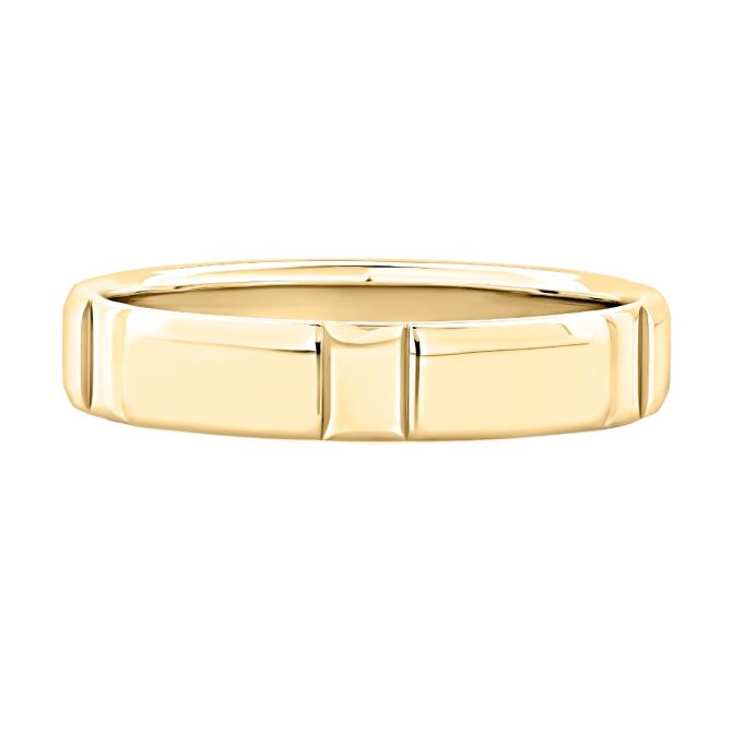 A. Jaffe Classic Polished Finish Notched 14K Yellow Men's Wedding Band, Size 10.5