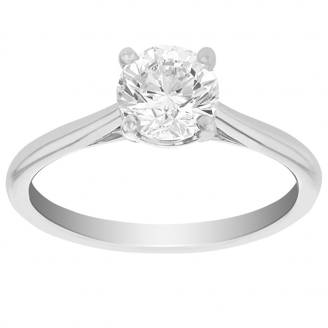 Round Diamond Solitaire Engagement Ring in White Gold, .97 ct