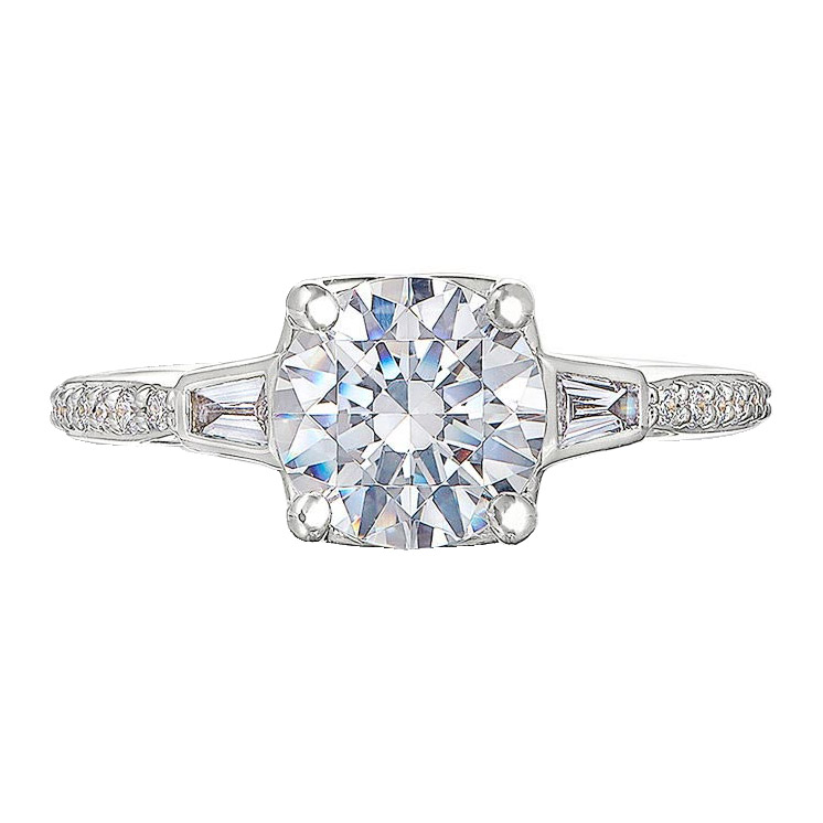 Peter Storm Diamond Baguette & Pavé Side Stone Engagement Ring Setting ...