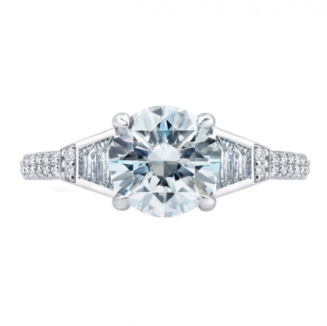 Peter Storm Diamond Baguette Side Detail Engagement Ring Setting in White Gold