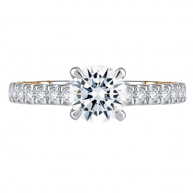 A. Jaffe Diamond Cathedral Engagement Ring Setting in Yellow & White Gold