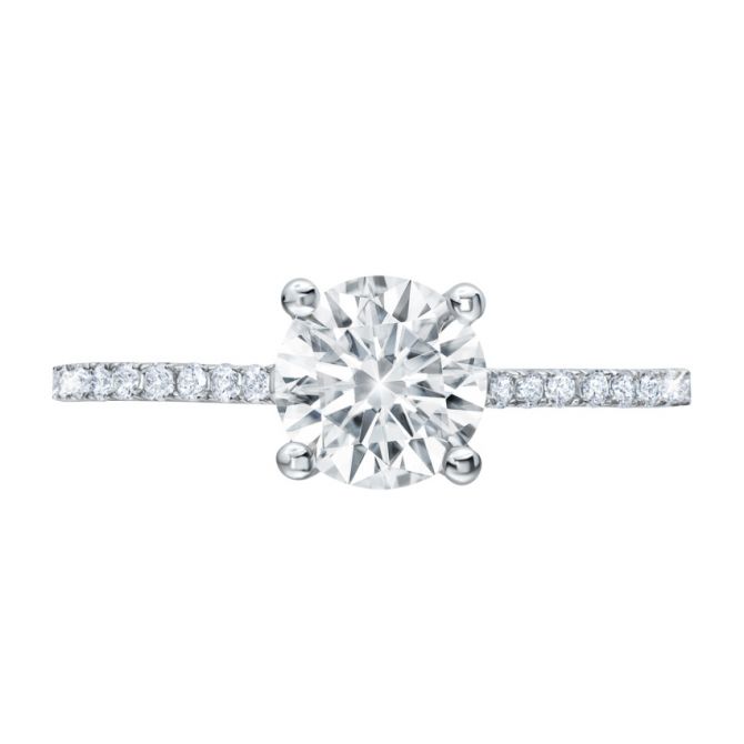 Peter Storm Diamond Shank & Basket Slim Engagement Ring Setting in White Gold