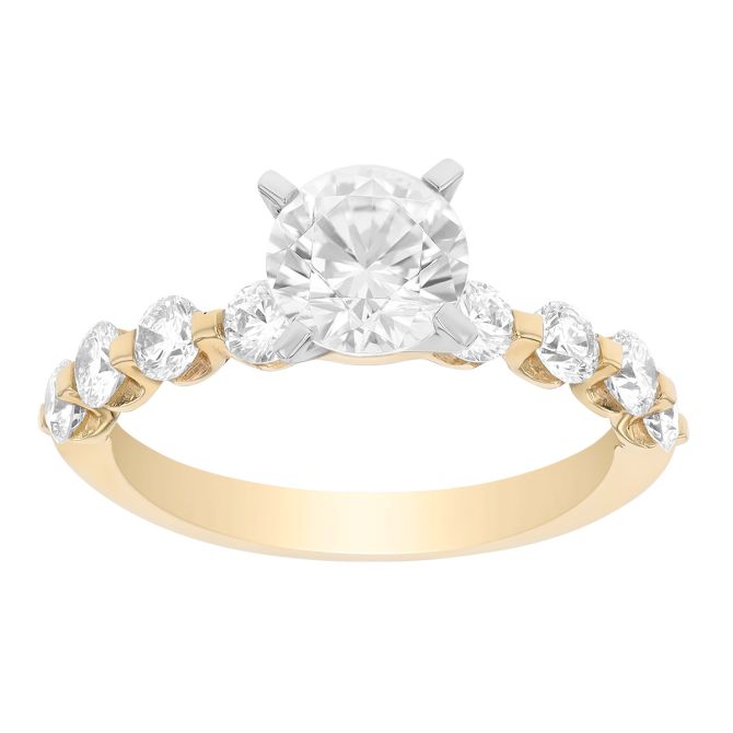 Diamond 8 Stone Bar Prong Engagement Ring Setting in Yellow Gold