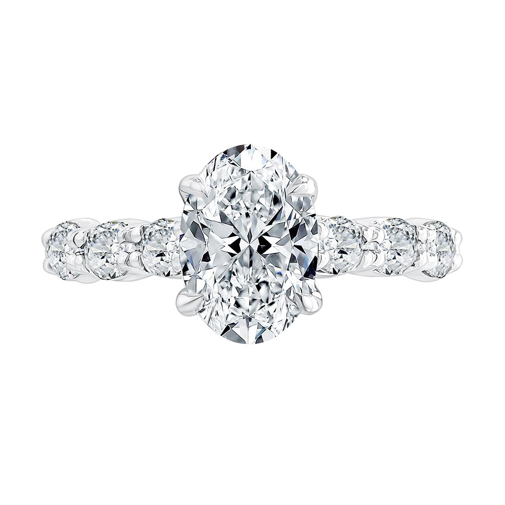 A. Jaffe Oval Diamond Side Stone Engagement Ring Setting with Euro Band ...