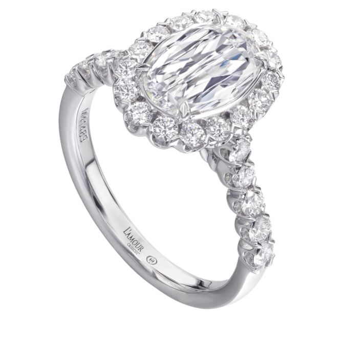 Christopher Designs L'Amour Crisscut Oval Diamond & Halo Engagement Ring in White Gold, 1.75 cttw