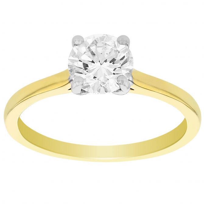 Round Diamond Solitaire Engagement Ring in Yellow Gold, 1.01 ct