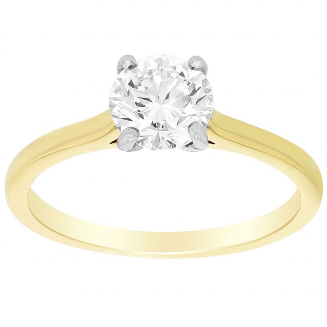 Round Diamond Solitaire Engagement Ring in Yellow Gold, 1.03 ct