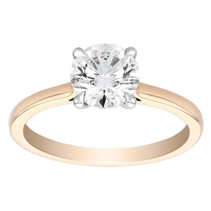 Round Diamond Solitaire Engagement Ring in Rose Gold, 1.30 ct