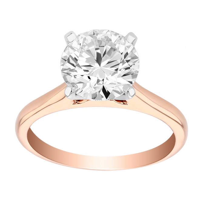 Round Lab-Grown Diamond Solitaire Engagement Ring in Rose Gold, 2.12 ct