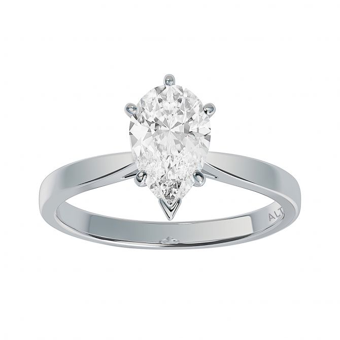 ALTR Lab Grown Pear Shaped Diamond Solitaire Engagement Ring in White Gold