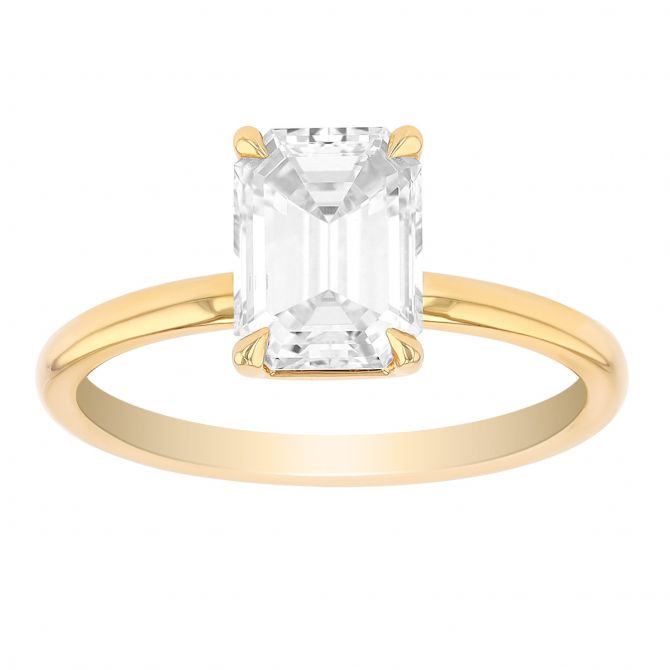 Emerald Cut Diamond Solitaire Engagement Ring in Yellow Gold, 1.79 cttw