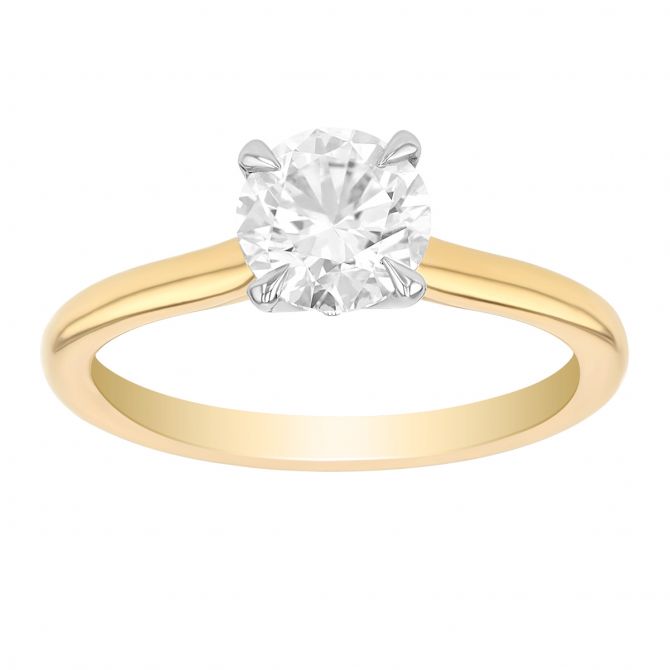 Round Kalahari Dream Diamond Solitaire Engagement Ring in Yellow Gold, 1.03 ct