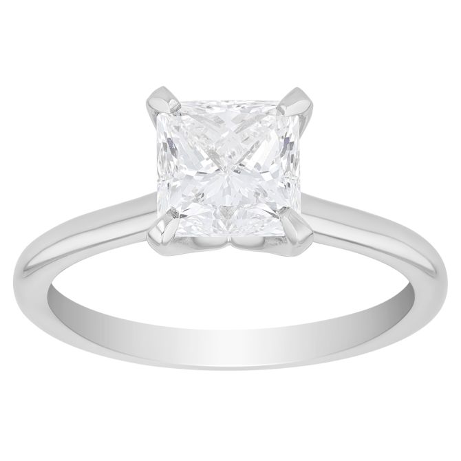 Borsheims Signature Square Diamond Solitaire Engagement Ring in 18K White Gold, 1.77 ct