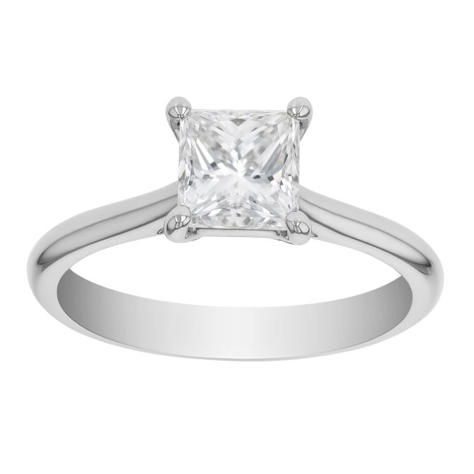 Princess Cut Diamond Solitaire Engagement Ring in 14K White Gold, 1.29 ct