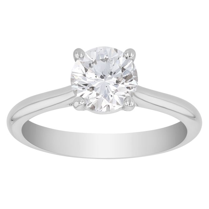 Round Diamond Solitaire Engagement Ring in 14K White Gold, 1.22 ct